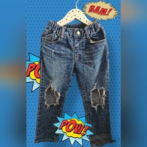 Korea Brand Kids' Ripped Jeans Hole Denim Pants Unisex 4-5T